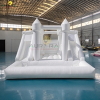 Château Gonflable Commercial Castillo pour Mariages, Château de Rebond en PVC Blanc avec Piscine à Balles