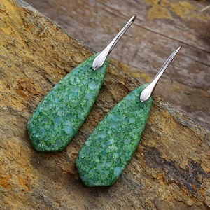 Bohemian Natural Stone Teardrop Pendant <b>Earrings</b> Green Silver Color Party Fashion Jewelry - Product Image 2