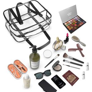 Bolsa de Maquillaje Transparente Impermeable de PVC Grande, Bolsa de Cosméticos Portátil de Vinilo con Asa - Product Image 5