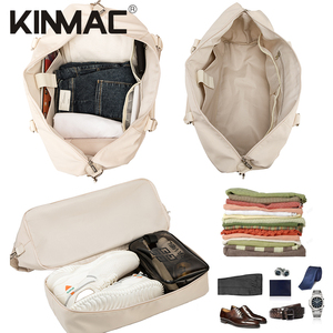 Bolsa de gimnasio de poliéster negro impermeable para mujer Kinmac con compartimento para zapatos, venta al por mayor, equipaje de lona deportivo para viajes - Product Image 4