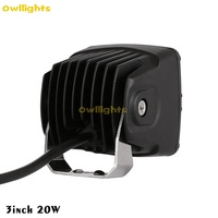 Projecteur de travail carré LED 3 pouces 20W, phare LED 3 pouces avec lentille jaune pour voiture, camion, remorque, tracteur, VTT, camping-car 12V 24V