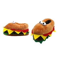 Nouveau hiver Hamburger en peluche pantoufles personnalisé chaud Hamburger en peluche pantoufles personnaliser mignon Hamburger en peluche pantoufles