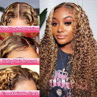 Cheveux humains vierges bruts P4/27 12A 13X4 Transparent Glueless Water Wave pour perruque avec baby hair