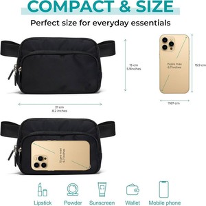 Sac banane unisexe en nylon personnalisé <span class=keywords><strong>avec</strong></span> logo d'usine, fermeture éclair, <span class=keywords><strong>pochette</strong></span> étanche pour téléphone et sac de poitrine - Product Image 2