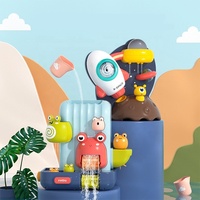 Jouet aquatique pour bébé, ensemble 2-en-1 avec cascade grenouille et toboggan fusée, avec ventouses, jeu interactif pour la baignoire des tout-petits