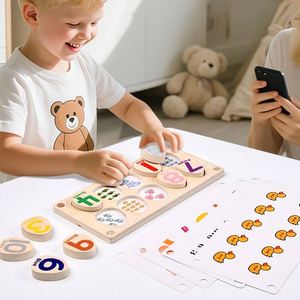 Jouets éducatifs en bois pour l'apprentissage des mathématiques : tableau de comptage avec piquets pour l'addition et la soustraction, accompagné de flashcards - Product Image 2