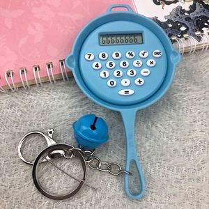 Frying Pan Calculator Keychain With Bell Color Mixing Portable Keyring Gift For Couple - Product Image 2