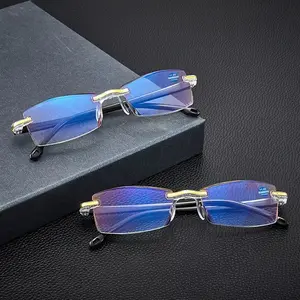 Cheap Computer Office Read Glasses Ultralight Rimless Anti Blue Light Blocking Diamond Cut Reading Glasses For Men Woman