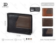 Portafoglio da uomo in vera pelle JD, chiusura a piega corta, design minimalista a pannelli, ideale come regalo - Product Image 1