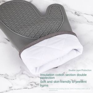 Silicone Oven Mitts Thickened Anti-Scald and Non-Slip High-Temperature Baking Mitts for <b>Microwave</b> Oven Kitchen Baking Special - Product Image 3