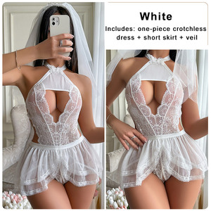 Pigiama uniforme da sposa senza schienale in pizzo Sexy <span class=keywords><strong>taglie</strong></span> <span class=keywords><strong>forti</strong></span> da <span class=keywords><strong>donna</strong></span> per seduzione da gioco di ruolo - Product Image 6