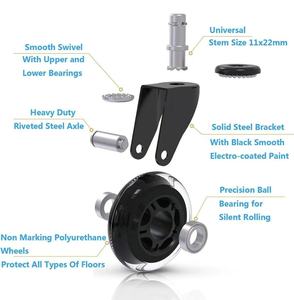 Juego de 5 <span class=keywords><strong>Ruedas</strong></span> Resistentes para <span class=keywords><strong>Silla</strong></span> de Oficina, <span class=keywords><strong>Ruedas</strong></span> de Goma y Acero Silenciosas con Freno, Repuesto para Gimnasio, Escuela, Almacén - Product Image 4