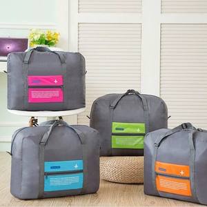 Bolsa de viaje, bolsa de lona rectangular naranja y gris, almacenamiento de equipaje para viaje, organizador de ropa portátil con logotipo de avión - Product Image 3