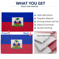 Drapeau haïtien 3x5 pieds en polyester, impression recto, œillets en laiton, double couture, vente en gros, 3x5 90x150cm, drapeau haïtien
