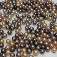 Perles d'eau douce Edison naturelles de qualité AAAA, 8-9 mm, de couleur violette et pêche, de forme ronde, sans trou, pour la création de bijoux