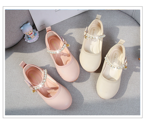Zapatos de Vestir para Niña con Tacón Plano y Perlas, Zapatos de Baile de Microfibra con Perlas para Niña, Zapatos de Princesa para Cumpleaños - Product Image 3