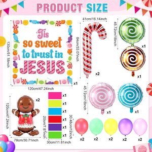 Kit <span class=keywords><strong>de</strong></span> décorations <span class=keywords><strong>de</strong></span> fête religieuse <span class=keywords><strong>de</strong></span> Noël Panelee, bannière <span class=keywords><strong>de</strong></span> fond chrétienne Jésus, ballons, glands, scène <span class=keywords><strong>de</strong></span> la Nativité <span class=keywords><strong>de</strong></span> l'église - Product Image 4
