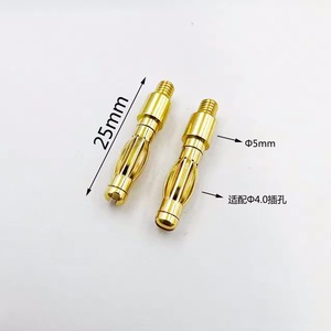 Connecteur rond en laiton série Pin Socket et Pin, mâle et femelle, plaqué or et argent, durable, avec broche filetée en cuivre - Product Image 3