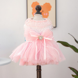 PETCIRCLE Spring/Summer New Pet Clothes for Small Dogs, Pomeranian & Teddy, Tulle Skirt, Peach <b>Bubble</b> <b>Wedding</b> Dress - Product Image 5
