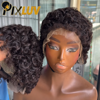 Perruque Courte Pixie en Gros, Perruque Frontale HD en Dentelle, Cheveux Humains Bouclés avec Baby Hair, Perruque Courte Sans Colle en Cheveux Naturels Vietnamiens