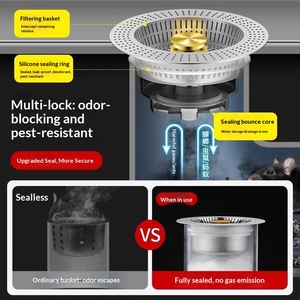 Filtro per Lavello 3-in-1 con Cestello Anti-Intasamento in Acciaio Inox, Adatto per Fori Standard USA da 3-1/2 Pollici - Product Image 2