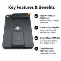 Lecteur de cartes magnétique à clip dorsal pour Apple iPad |   Module de charge magnétique + transfert de données + paiement |   OEM ODM