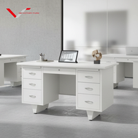 Bureau en acier pour le bureau, table latérale en métal, table d'ordinateur individuelle pour le personnel, design avec tiroirs