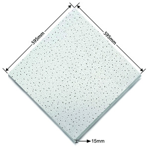 Papan langit-langit 600x600x15mm ketebalan ubin langit-langit akustik digunakan di rumah sakit peredam suara serat Mineral desain grafis persegi