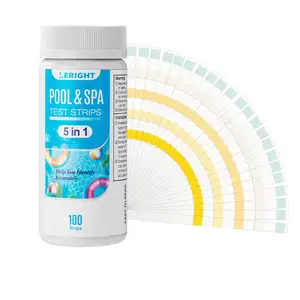 Venda quente Kit de teste de água para piscina, tira de teste de água de 5 vias, dureza total, cloro residual, ácido cianúrico, pH, teste de água para piscina