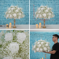 Boule de fleurs artificielles blanches très vendue, centre de table rose et gypsophile, arrangement floral de 60 cm, décoration événementielle, vente en gros