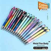 Stylo bille promotionnel 2-en-1 en métal DingHong pour écriture de 1,0 mm, encre noire/bleue, logo personnalisé, usage bureau et scolaire
