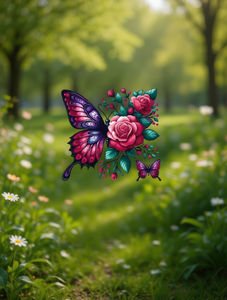 T-shirt da donna taglie forti con stampa floreale a farfalla, a maniche corte, girocollo, casual, comoda, 100% cotone, per tutte le stagioni - Product Image 2