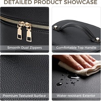 Étui cosmétique imperméable en cuir avec fermeture à glissière, logo personnalisé, coque rigide, poignée souple, grande capacité, organiseur de maquillage de voyage