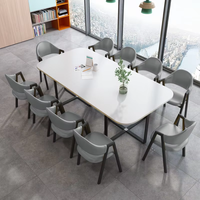 Table de conférence ovale moderne en MDF SEM, design ergonomique, anti-dérapant, capacité 6/12 personnes, pour bureau, maison, réception