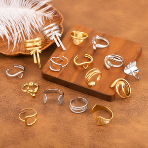 2026 Trendy Minimalist Open <b>Adjustable</b> Stainless Steel <b>Rings</b> Women's Fashion Gold/<b>silver</b> Plated Statement Gift - Product Image 1