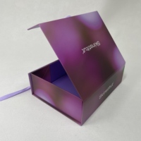 Kunden spezifische Luxus-Faltung Magnetic Flip Lila Papier box LOGO-Druck Benutzer definiert mit Band verpackung Starre Box Umwelt freundlich