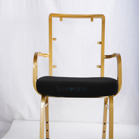 Pièces de chaise de salle à manger en acier chromé non fini, sans revêtement en tissu, avec accoudoirs, pour hôtel