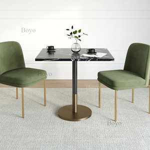 <span class=keywords><strong>Table</strong></span> de restaurant en marbre blanc pour 2 personnes, base noire, <span class=keywords><strong>table</strong></span> de <span class=keywords><strong>bistrot</strong></span> en marbre Carrera, pieds en <span class=keywords><strong>fonte</strong></span>, tables à manger - Product Image 4