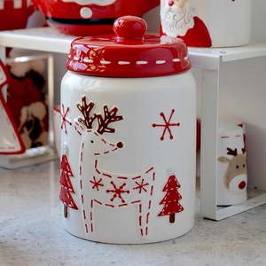 Vaso <span class=keywords><strong>di</strong></span> zucchero in ceramica decorativo 3D regalo <span class=keywords><strong>di</strong></span> natale dipinto a mano in ceramica barattoli <span class=keywords><strong>di</strong></span> caramelle <span class=keywords><strong>di</strong></span> natale - Product Image 1