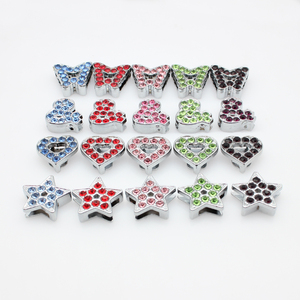 Braccialetto con ciondoli scorrevoli con strass di colore da 10mm che fa stelle cuore fiore Fit collari per animali domestici braccialetti portachiavi accessorio fai da te regalo - Product Image 4