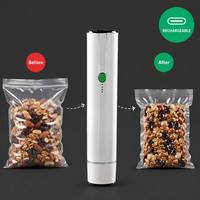 USB Oplaadbare Handheld Vacuümverpakker Draagbare Mini Draadloze Voedselvacuümpomp voor Zakken, Blikken, Wijnkurken, Sous Vide