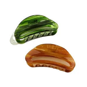 YIYI High quality transparent green arc hollow out acetate claw clip medium fashion elegant big grip ladies hair accessories