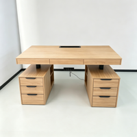 Escritorio de Oficina Ajustable, Moderno, de Madera, para Computadora, con Cajones, Gestión de Cables, Tomacorriente, Muebles para el Hogar