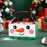 Neues Design Bäckerei-Box Rot Individuell Grüne Snack- und Dessertbox Weihnachtlich Gemusterte Geschenkbox für Gäste mit Griff