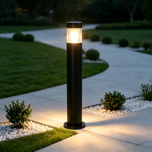 Black <b>LED</b> Lawn Bollard <b>Light</b> Outdoor Garden Path Lamp Surface Mounted Waterproof - Product Image 3