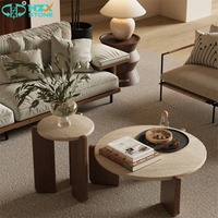 Dalle de marbre travertin naturel HZX, moderne, polie, durable, écologique, pour salle à manger et salon de villa, mobilier en pierre beige Cardin