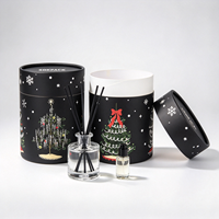 Boîte cylindrique en papier personnalisée pour Noël, emballage cadeau rigide rond pour diffuseur de parfum, bougie, boîte en papier imprimée OEM