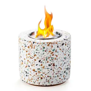HOT SALE terrazzo Rubbing Tabletop Bio Ethanol Fireplace Smores Maker Tabletop Fire Pit Portable Table Top Fire Pit Bowl