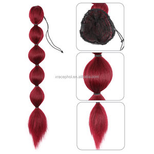 Vendita calda 20 pollici coda di cavallo lunga riccia diritta 105g con coulisse Afro lanterna Bubble Pigtail estensioni di coda di cavallo - Product Image 4