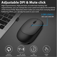 Abs Office Ce Rohs Flat 1600 Dpi Souris Sans Fil Rechargeable 2.4g Souris ergonomique sans fil Souris Bluetooth
